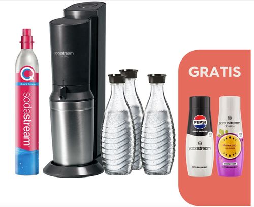 SodaStream Crystal 3.0 mit 3 Glaskaraffen, 1 CO2-Zylinder, 2 Sirups