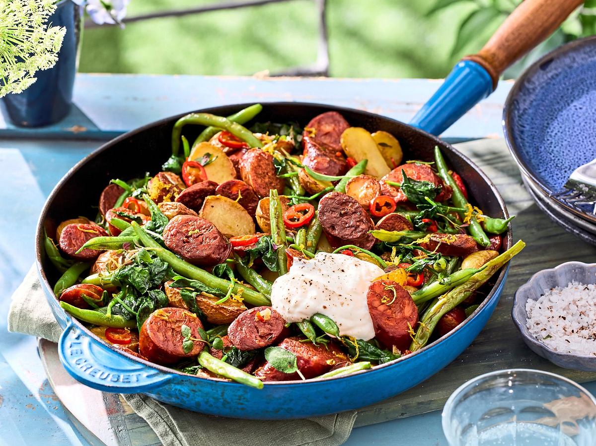 Sommerliche Chotizo -Bohnen-Pfanne Rezept