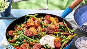 sommerliche-chorizo-bohnen-pfanne Rezept - Foto: House of Food / Bauer Food Experts KG