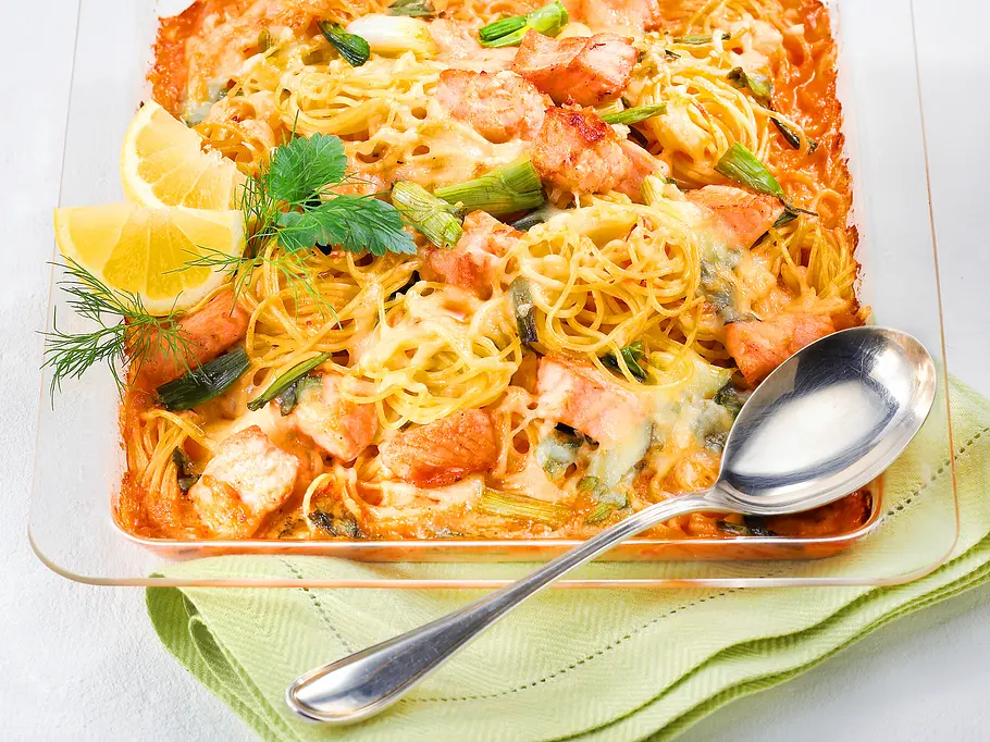 Spaghetti-Lachs-Auflauf