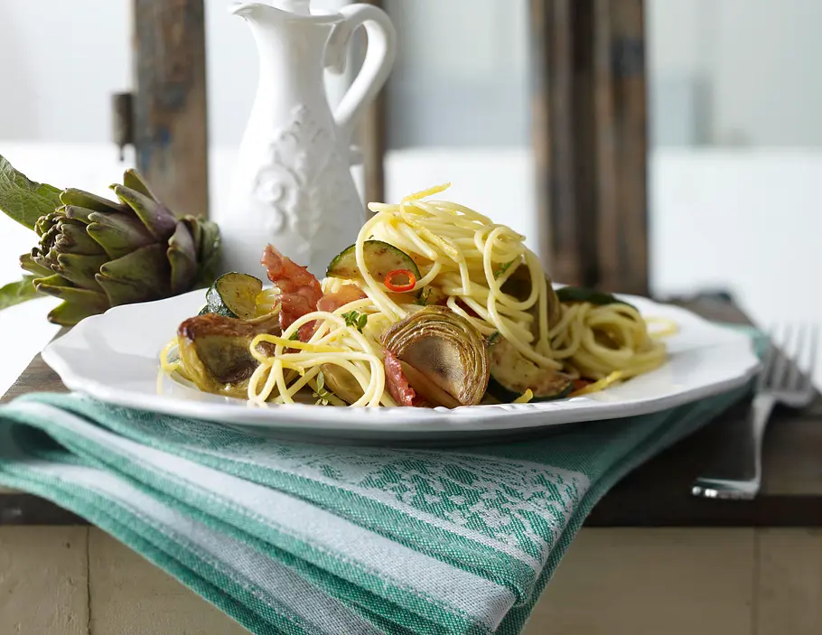 Spaghetti mit frischen Artischocken Rezept Spaghetti mit frischen Artischocken Rezept
