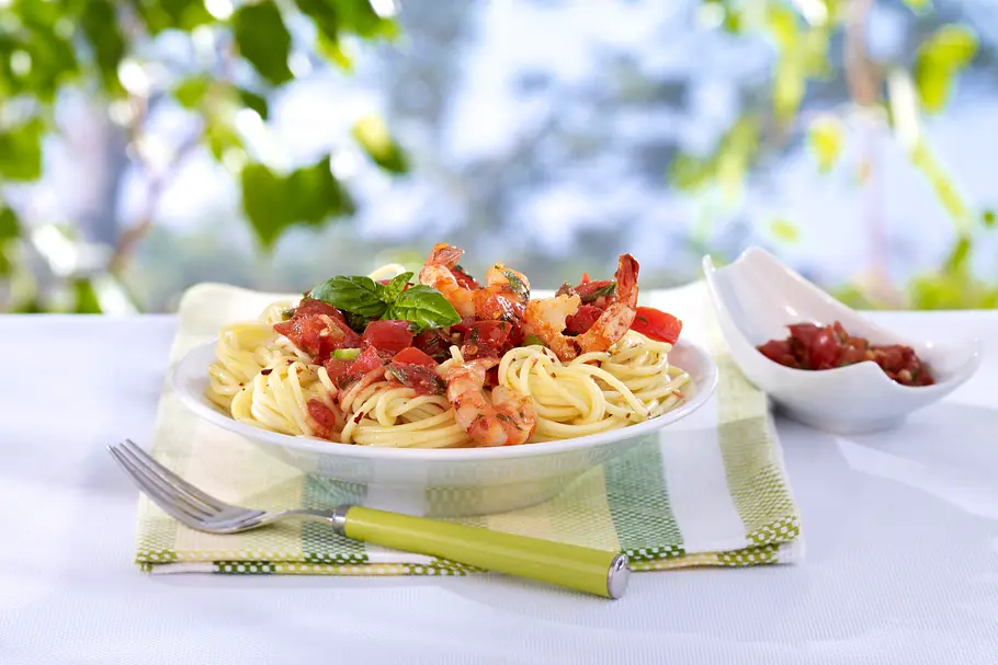 Spaghetti mit Garnelen Rezept Spaghetti mit Garnelen Rezept