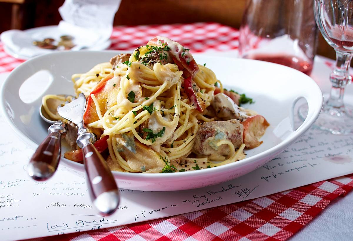 Spaghetti mit Lamm in Roquefortsoße Rezept