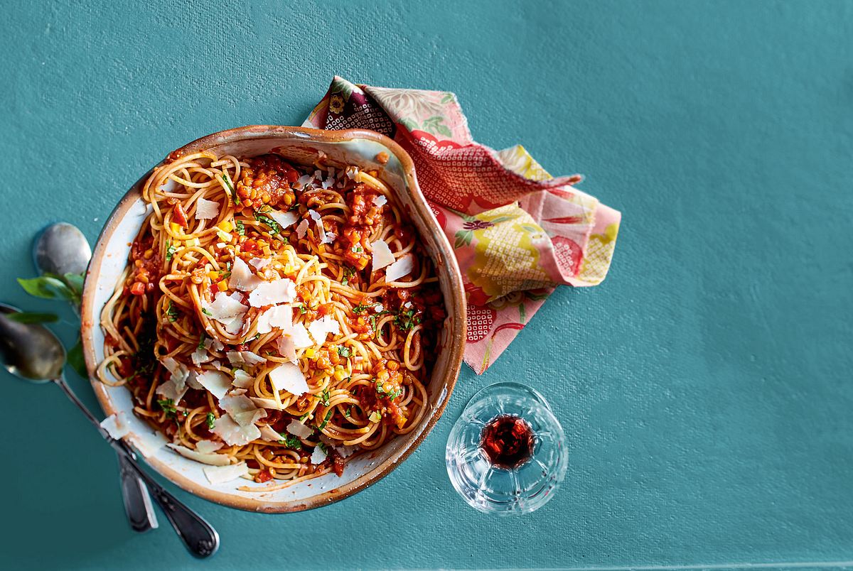 Spaghetti mit Linsenbolognese Rezept