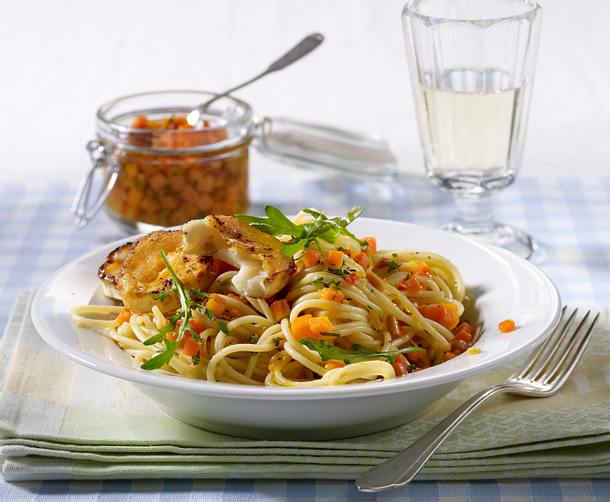 Spaghetti mit Möhrenpesto und gebratenem Ziegenkäse Rezept