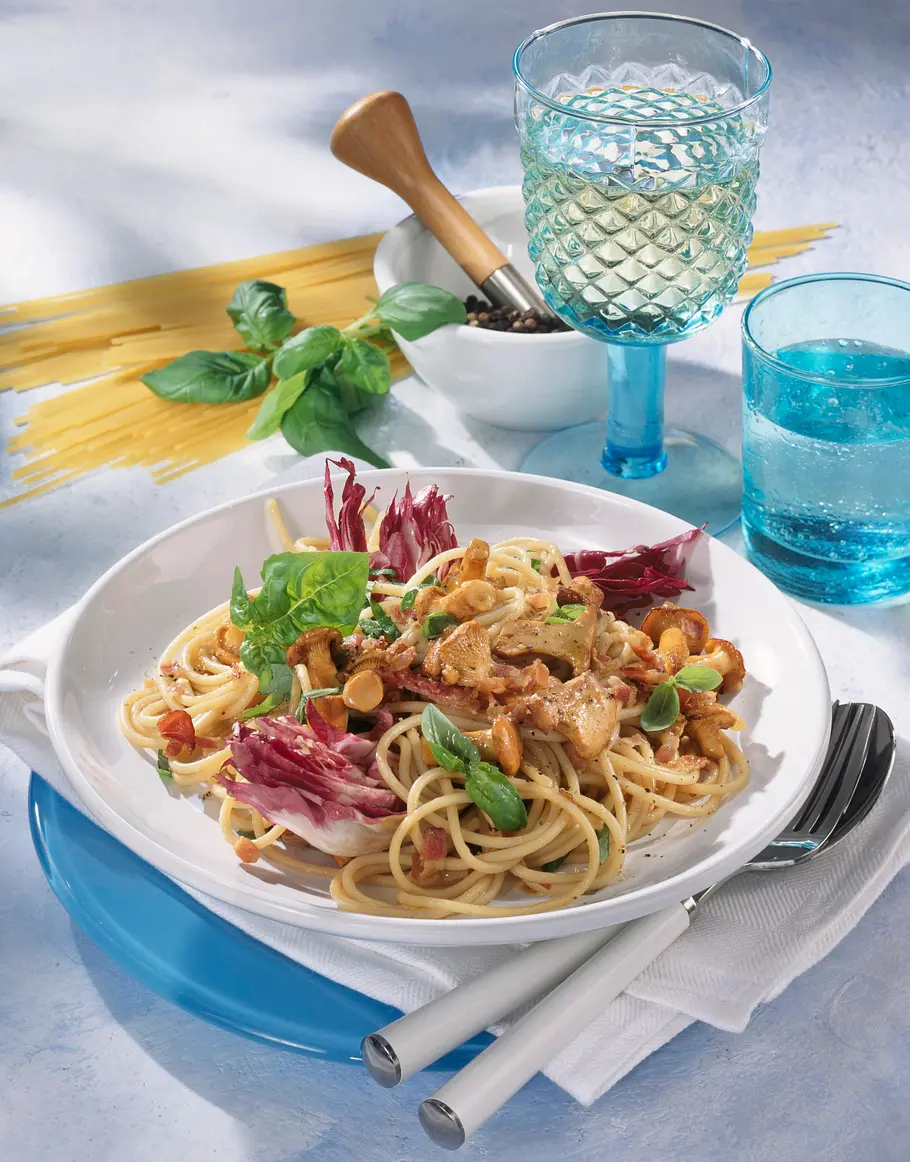 Spaghetti mit Pfifferlingen Rezept