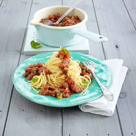 Spaghetti mit Ratatouille-Bolognese Rezept Spaghetti mit Ratatouille-Bolognese Rezept