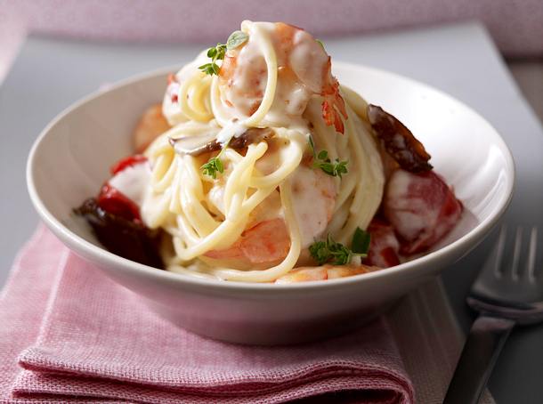 Spaghetti mit Scampi & Datteln Rezept Spaghetti mit Scampi & Datteln Rezept