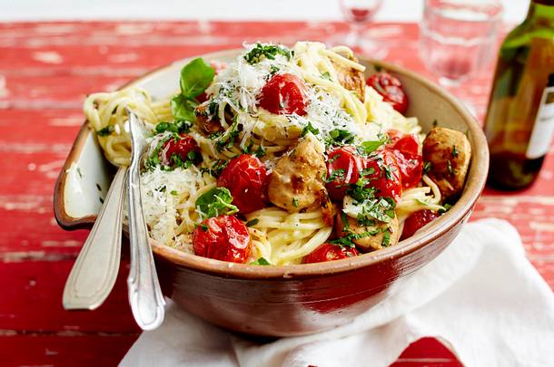 Spaghetti mit Zitronenhähnchen Rezept Spaghetti mit Zitronenhähnchen Rezept