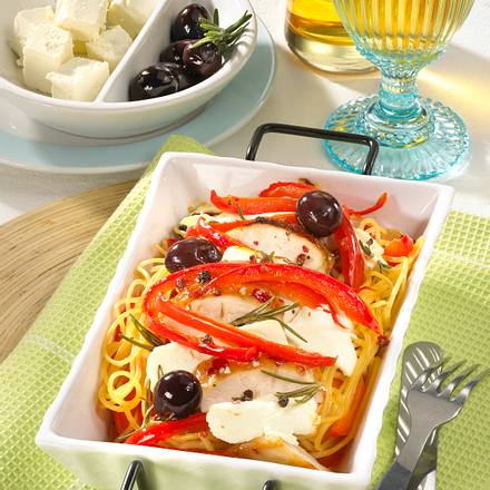 Spaghettini-Auflauf mit Schafskäse Rezept Spaghettini-Auflauf mit Schafskäse Rezept