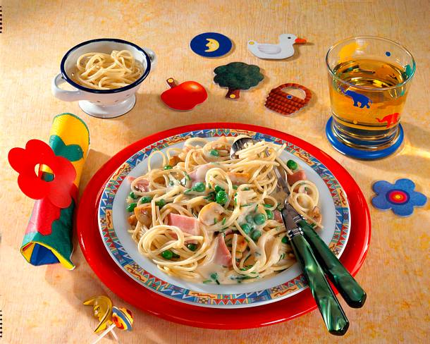 Spaghettini mit Sahnesoße Rezept Spaghettini mit Sahnesoße Rezept