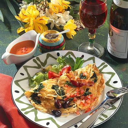 Spaghettini-Spinat-Pfannkuchen Rezept