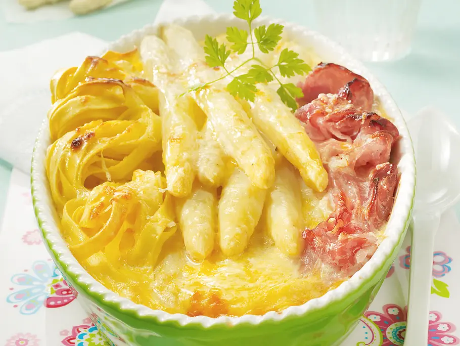 Spargelauflauf mit Schinken Rezept Spargelauflauf mit Schinken Rezept