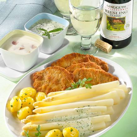 Spargelplatte mit zwei Soßen Rezept Spargelplatte mit zwei Soßen Rezept