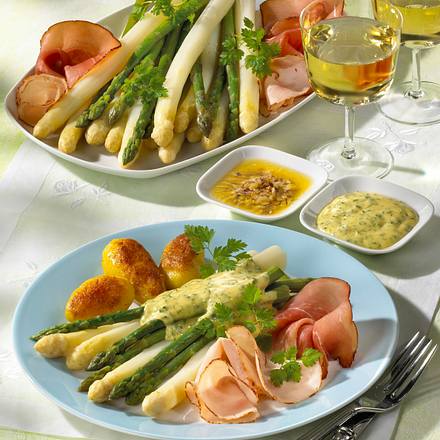 Spargelplatte mit zwei Soßen Rezept Spargelplatte mit zwei Soßen Rezept