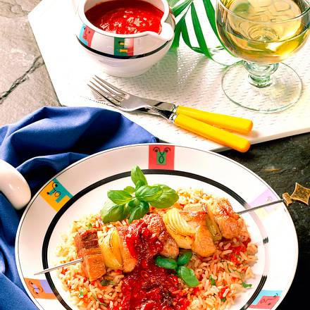 Spieß auf Tomatenrisotto Rezept Spieß auf Tomatenrisotto Rezept
