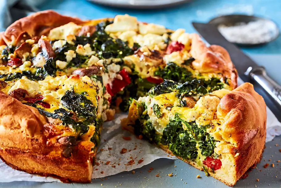 Pizza-Quiche mit Spinat und Feta 