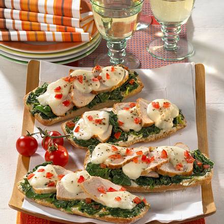 Spinat-Frischkäse-Baguette mit Pute Rezept