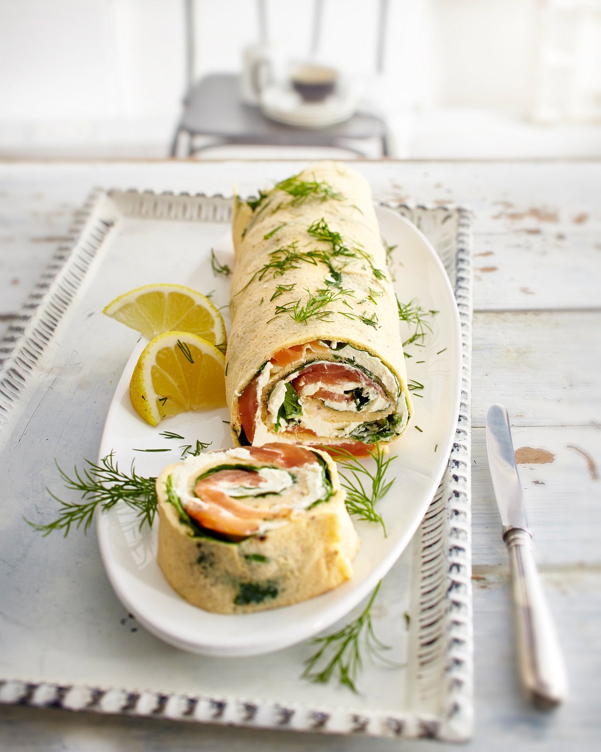 Spinatomelett-Rolle mit Lachs Rezept