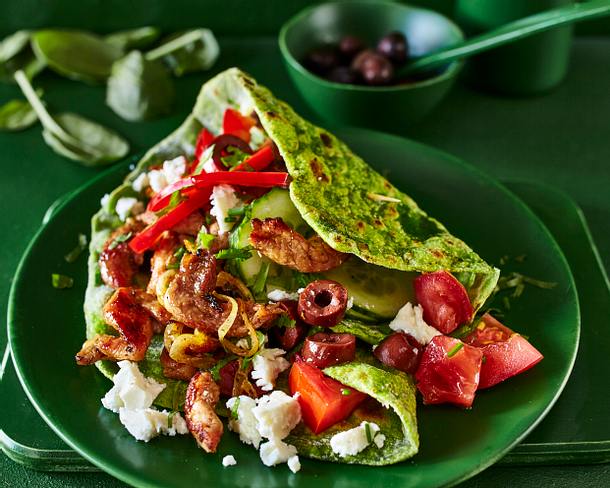 Spinatwraps mit Gyros Rezept Spinatwraps mit Gyros Rezept