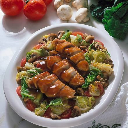 Spitzkohl mit Hähnchenfilet und Pilzen Rezept