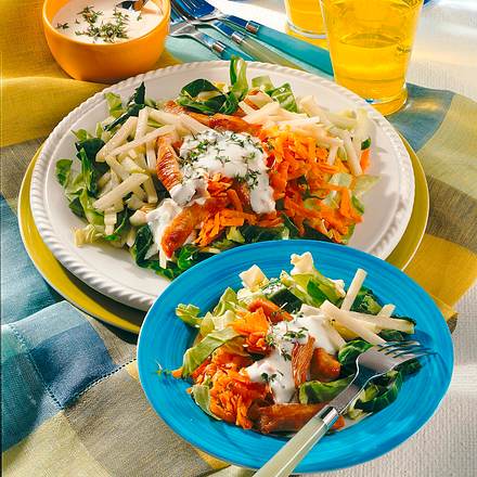 Spitzkohl-Möhren-Salat mit Putenstreifen Rezept