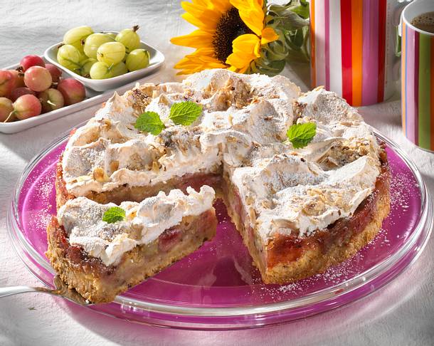 Stachelbeer-Baisertorte aus Streuselteig Rezept Stachelbeer-Baisertorte aus Streuselteig Rezept