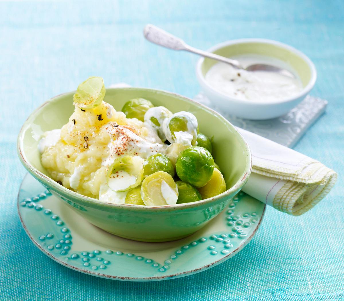 Stampfkartoffeln mit Ziegenkäse zu Rosenkohl Rezept