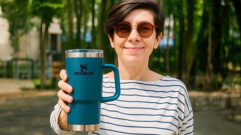 Stanley Tumbler FlowState 2.0 Petroblau - Foto: LECKER.de/DALL-E 3