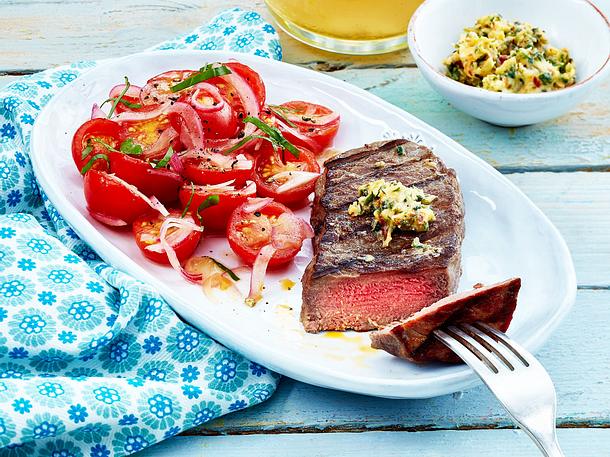 Steak mit Kirschtomatensalat Rezept