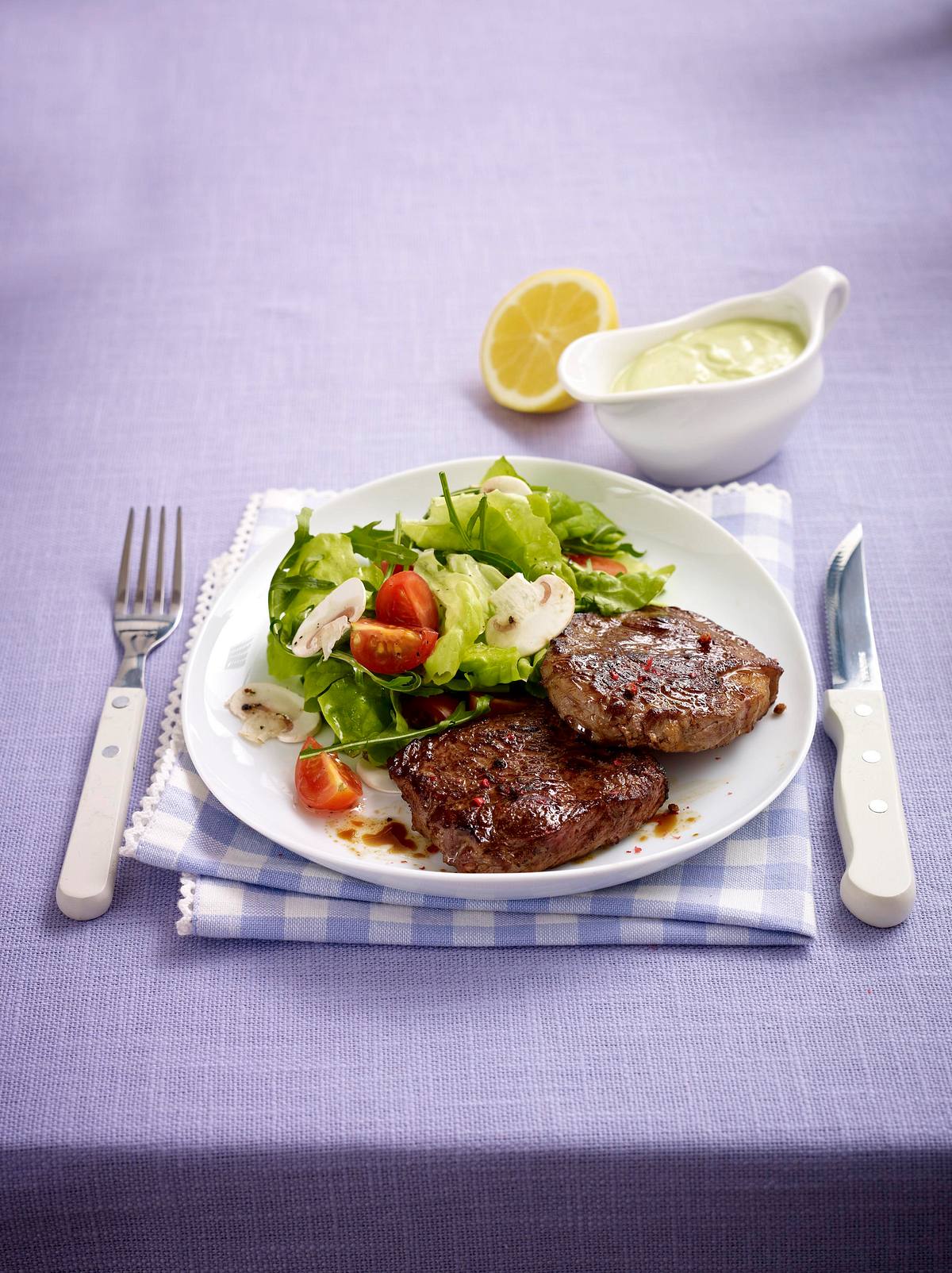 Steak mit Salat (Trennkost - Eiweiß) Rezept