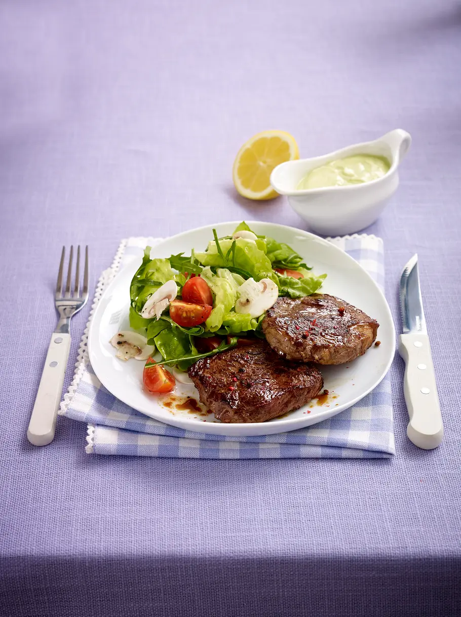 Steak mit Salat (Trennkost - Eiweiß) Rezept Steak mit Salat (Trennkost - Eiweiß) Rezept