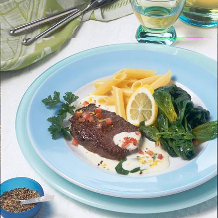 Steak mit Spinat und Meerrettichsoße (Diabetiker) Rezept