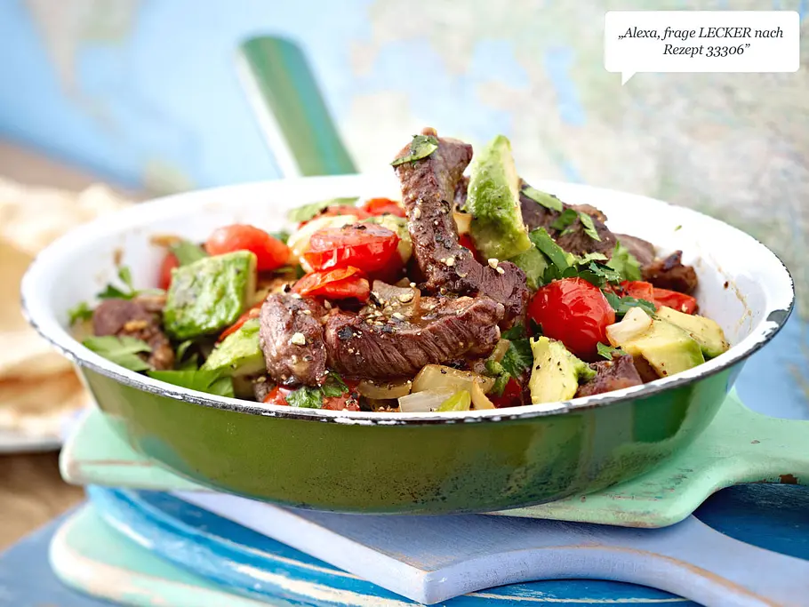Steak-Pfanne mit Avocado Rezept Steak-Pfanne mit Avocado Rezept