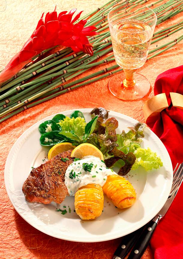 Steak, Quark und Kartoffeln Rezept LECKER