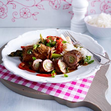 Steakröllchen mit Erdnusscreme Rezept