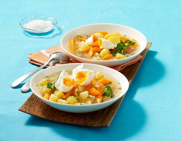 Steckrüben-Eintopf mit pochierten Eiern Rezept