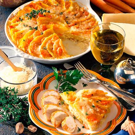 Steckrüben-Möhren-Gratin Rezept