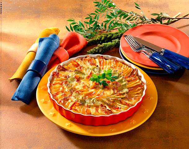 Steckrübengratin mit Speck und Käse Rezept