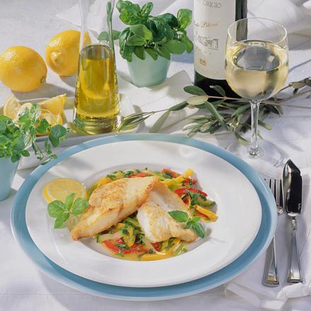 Steinbutt mit glasiertem Gemüse Rezept Steinbutt mit glasiertem Gemüse Rezept