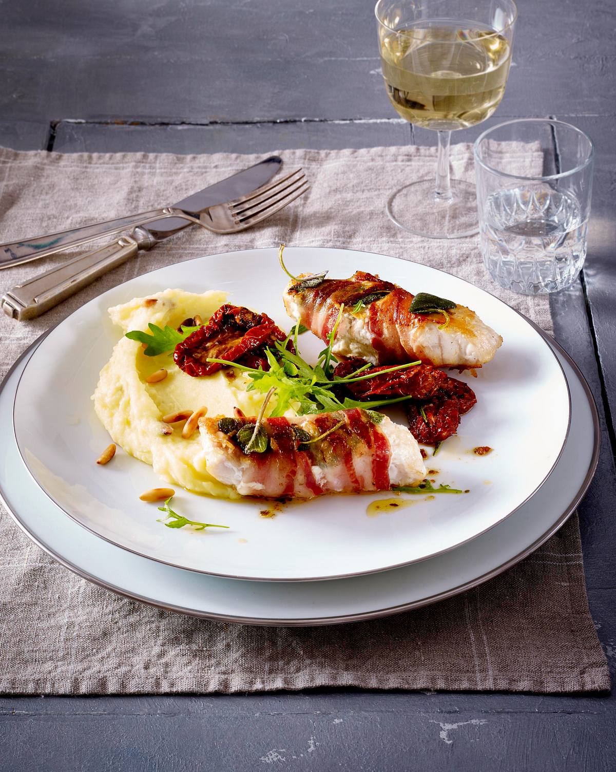 Steinbutt-Saltimbocca mit Püree Rezept