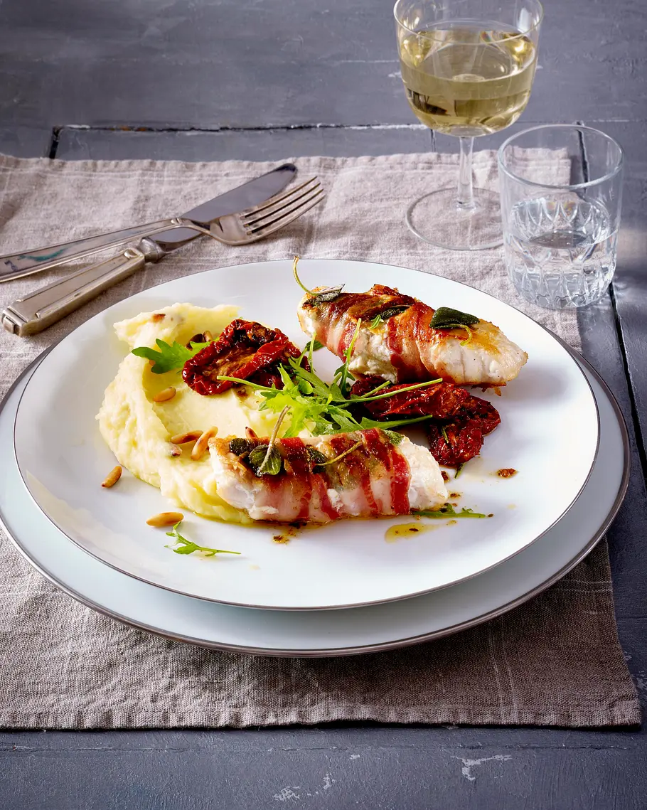 Steinbutt-Saltimbocca mit Püree Rezept Steinbutt-Saltimbocca mit Püree Rezept