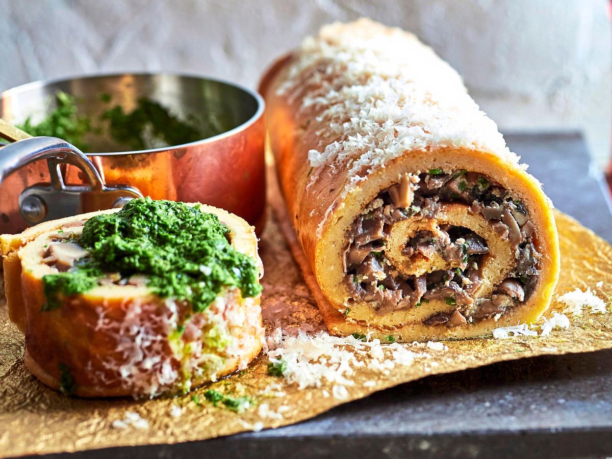 Stein(pilz)reich: Cheesy Omelett-Rolle Rezept