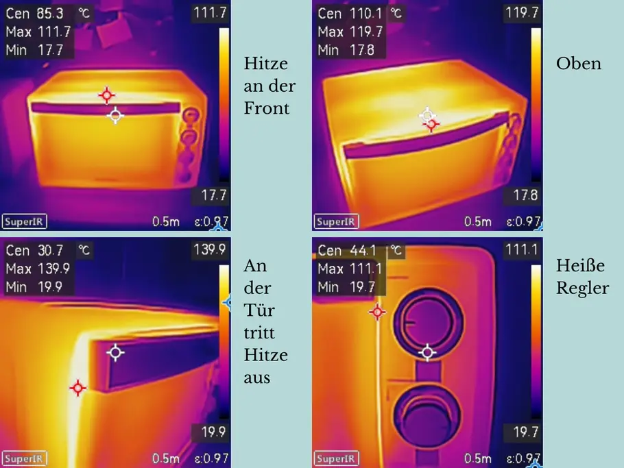 Wärmebilder vom Stillstern MB60-MX 2G Minibackofen mit Umluft Wärmebilder vom Stillstern MB60-MX 2G Minibackofen mit Umluft