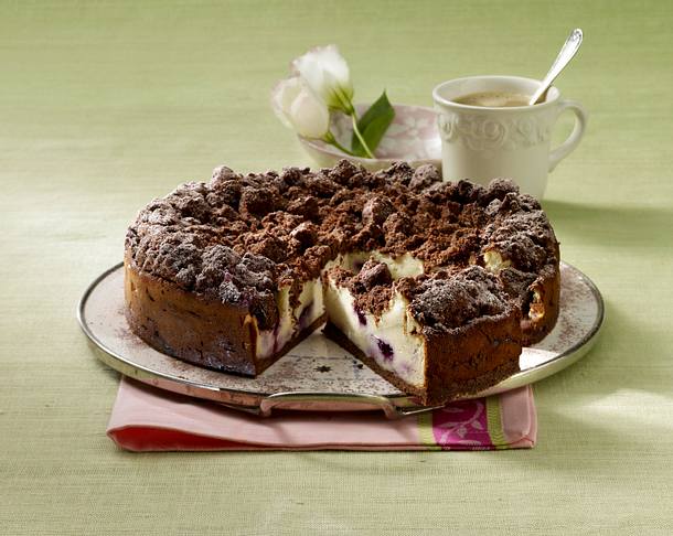 Streuselkäsekuchen mit Heidelbeeren Rezept Streuselkäsekuchen mit Heidelbeeren Rezept