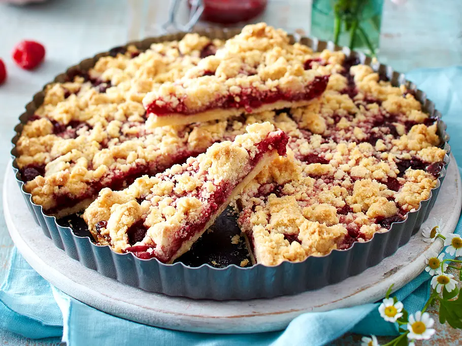 Streuselkuchen mit Himbeeren Streuselkuchen mit Himbeeren Rezept