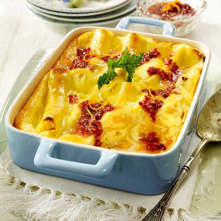 Süße Cannelloni mit Pfirsich-Ricotta-Füllung und süßem Mandelpesto Rezept Süße Cannelloni mit Pfirsich-Ricotta-Füllung und süßem Mandelpesto Rezept