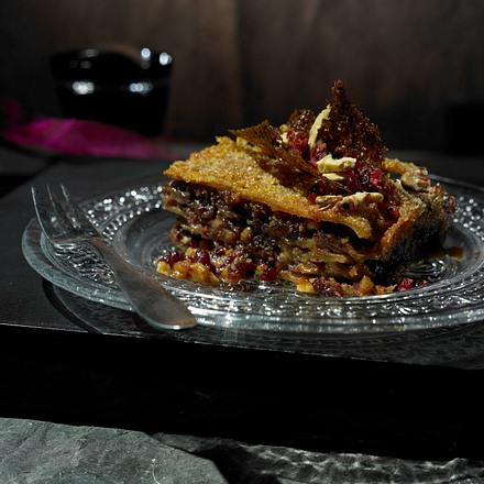 Süße Lasagne mit Karamell-Creme und Walnuss-Cranberry-Pesto Rezept