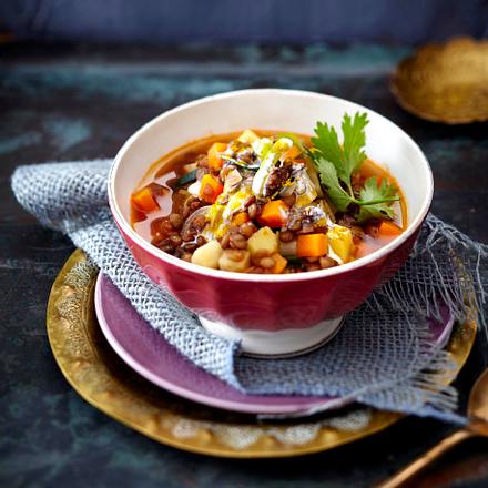 Süßsaurer Linsentopf mit Koriander Rezept