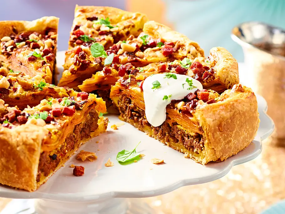 Süßkartoffel-Hack-Kuchen mit Speck Rezept Süßkartoffel-Hack-Kuchen mit Speck Rezept